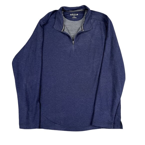 Orvis Classic Collection Mens 1/4 Zip Blue Pullover Sweater Sz Large - Picture 1 of 5